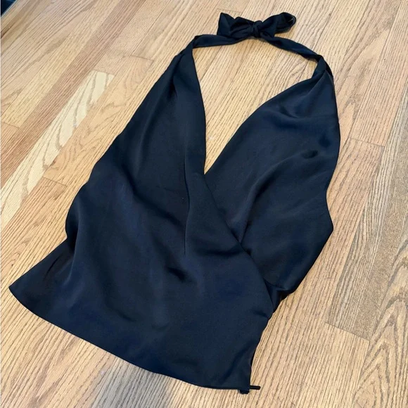Aritzia Martini Satin Halter Blouse - Picture 3 of 5
